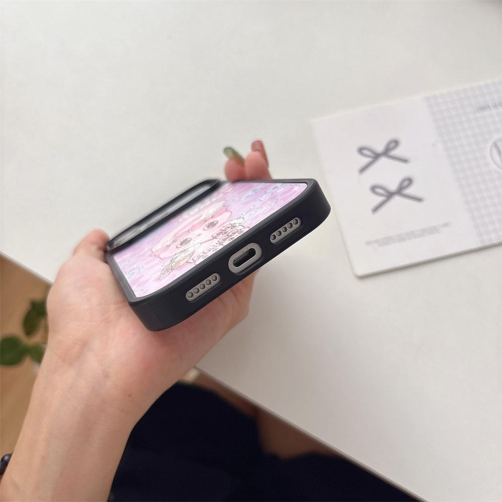 Розовый мультяшный чехол для телефона с кроликом для iPhone 16/17 Air/13 Pro Max/12 - Магнитный, Милый дизайн