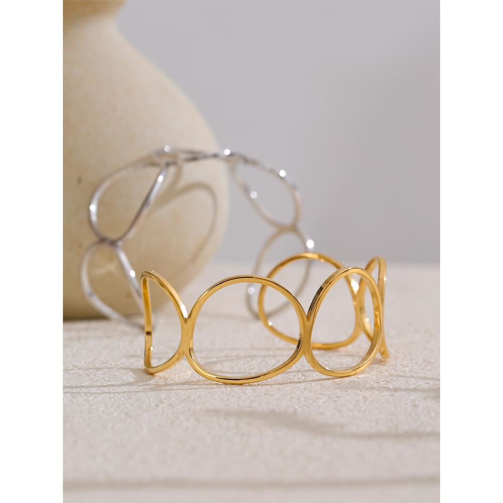 Eetit 60 мм минималистский полый браслет-манжета из нержавеющей стали браслет отличительный геометрический популярный ювелирный оптом новый