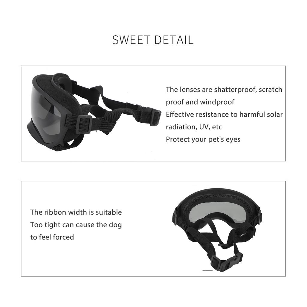 Large Dog Sunglasses UV Protection Windproof Anti Fog Adjustable Dog Goggles for Outdoor Dogs Eye Safety Grey