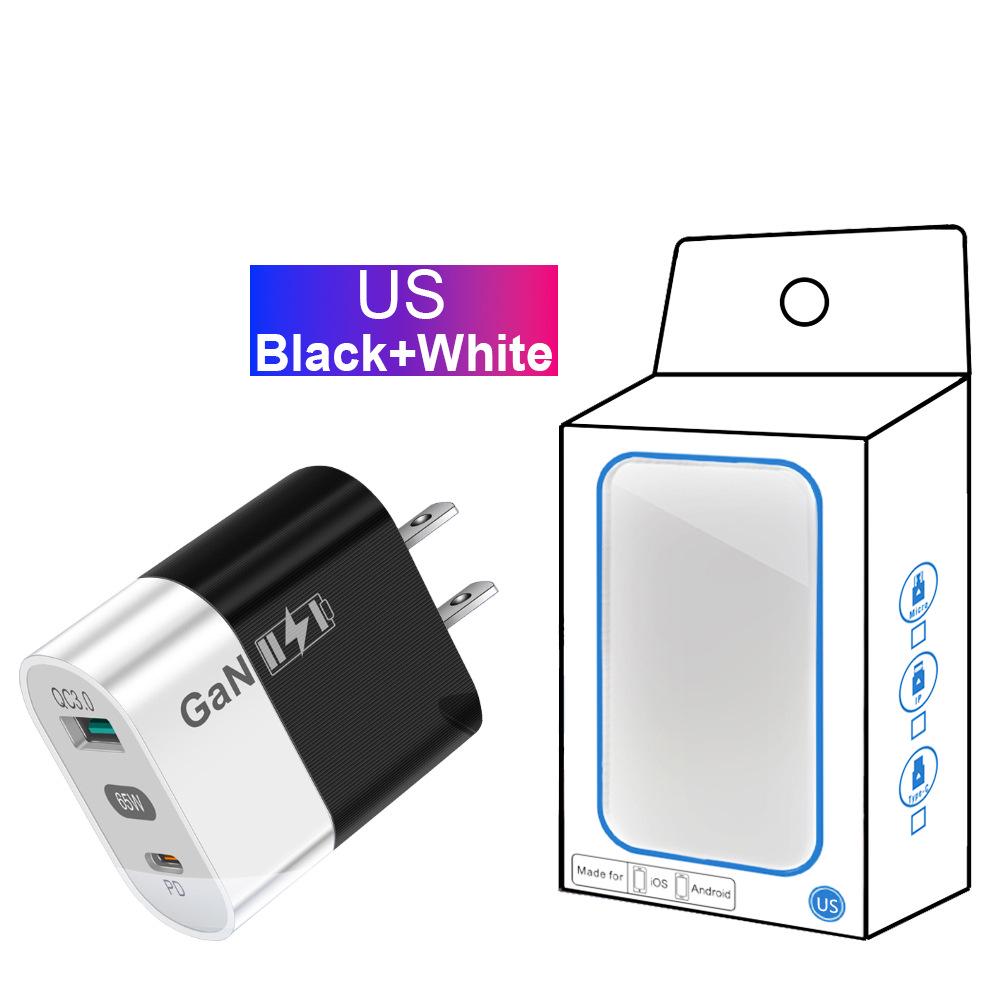 33-ваттное USB-зарядное устройство GaN: Быстрая зарядка QC 3.0 и PD, 9В/12В, стандарт США/ЕС