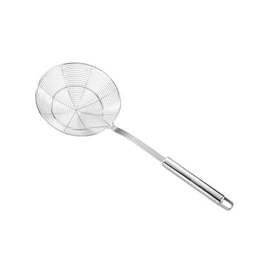Ложка с прорезями из нержавеющей стали, мелкая сетка, защита от ожогов, длинная ручка, термостойкая жарка, сито для жарки пищевого масла, жира, скиммера