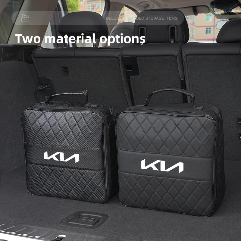 AEF1 Car Leather Storage Bag High-capacity Auto Trunk Handbag For KIA Sportage Seltos Sorento K3 K4 Soul Carnival EV6 EV9 Carnival K5