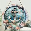 2D Flat 20cm Shell Anchor Ocean Wooden Wall Hanging Decor - Anchor Universal Holiday Wooden Pendant, Home Decoration, Welcome Sign Party Decor, Wood