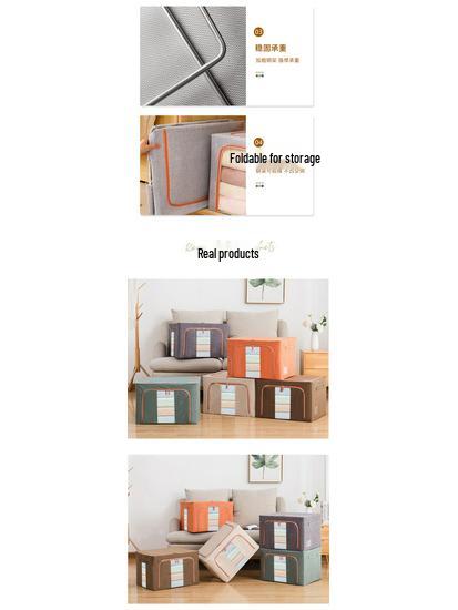 Складной ящик для хранения большой вместимости, органайзер из хлопка и льна со стальным каркасом для дома, для одеял и одежды