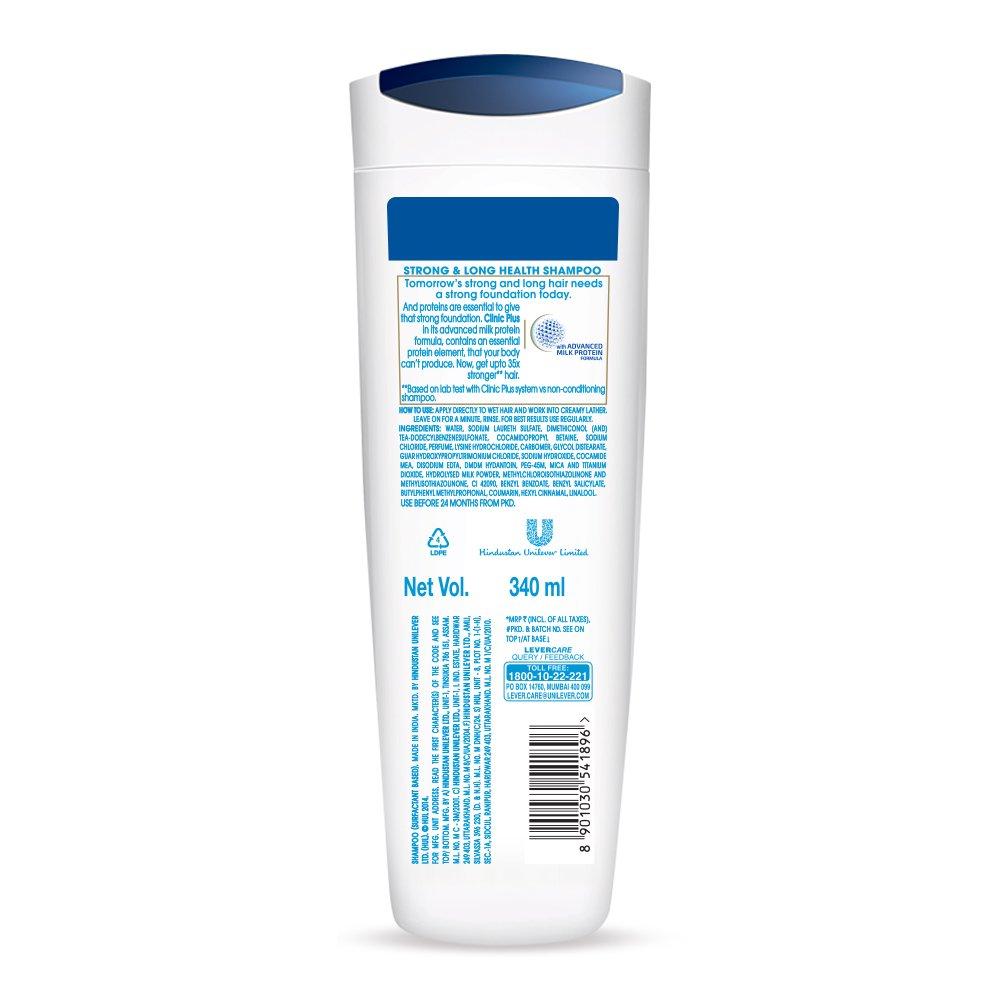Clinic Plus Strong & Long Shampoo 340ml | With Milk Protein & Multivitamins | Nourishes Roots For Healthy Hair Growth