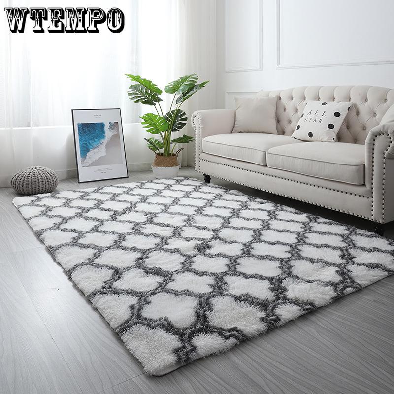 Лохматый ковер для гостиной, дивана, окрашенные плюшевые коврики для спальни, мягкий удобный прикроватный декор, нескользящий детский пол в общежитии