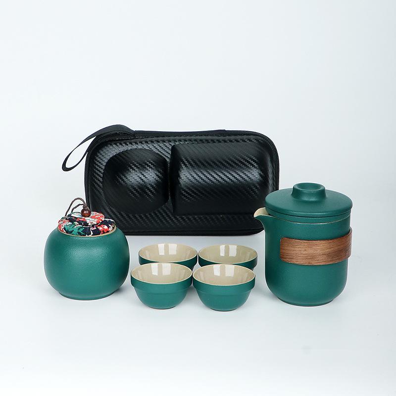 Travel Kung Fu Tea Set Small Set Portable Kuaike Cup One Pot Four Cups Outdoor Tea Pot Tea Cup Gifts