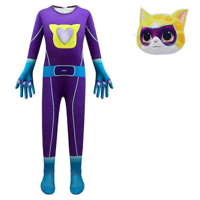 Детский комбинезон SuperKitties с маской, наряд для косплея кошки на Хэллоуин, наряд