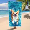 Милое мультяшное изображение Собаки Пляжное полотенце, Большое мягкое впитывающее легкое для пляжа душа