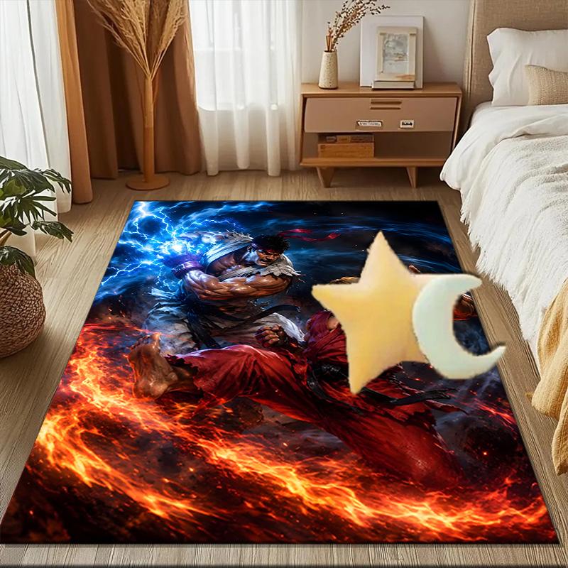 Game Fighter Energy Burst Rug for Living Room, Game Rooms, Office, Bedroom, Office Floor Mat Playful Design, fan gifts Christmas decor
