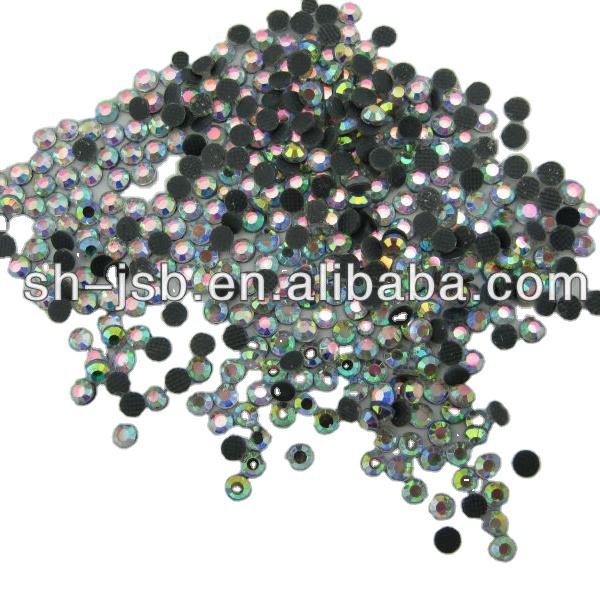 Eco-Friendly Flatback Glass Beads Garment Accessories Hot Fix Loose Rhinestones 12 Facets Round Multi-color