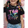 Европейские размеры Девочки KPop Фан-наряд Футболка Корейская Поп-музыка Надписи с Логотипами KPop Групп Подходит для Весеннего Летнего Повседневного Ношения Наряды KPop