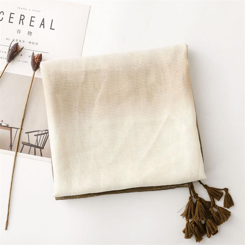 New Autumn and Winter Women Scarf Soft Shawl Cotton Linen Feeling Tassel Pashmina Muslim Hijab Wrap Lady Viscose Scarf