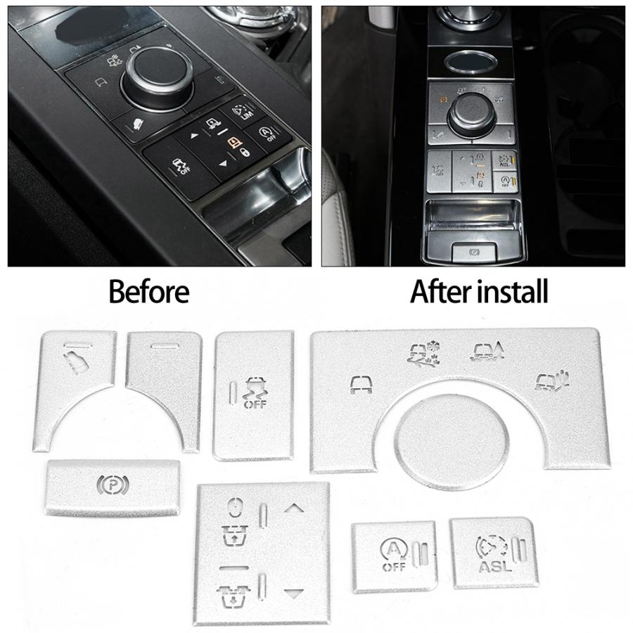 9 шт., наклейка на кнопку режима внутренней центральной консоли из сплава для автомобиля Land Rover Range Rover Sport 2014 2015 2016 2017