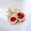 Blucome New Design Red Cherry Shape Brooch Gold Color Enamel Brooches Jewelry Pins Girl Christmas Gifts Scarf Hat Accessories
