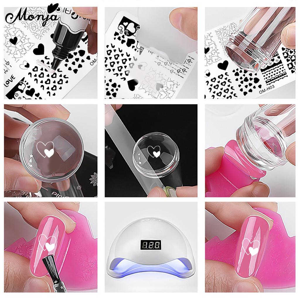 monja 6 стилей нейл-арт штамповочная пластина бабочка цветок растение любовь сердце штамп шаблоны пластины печать трафарет DIY маникюрные инструменты