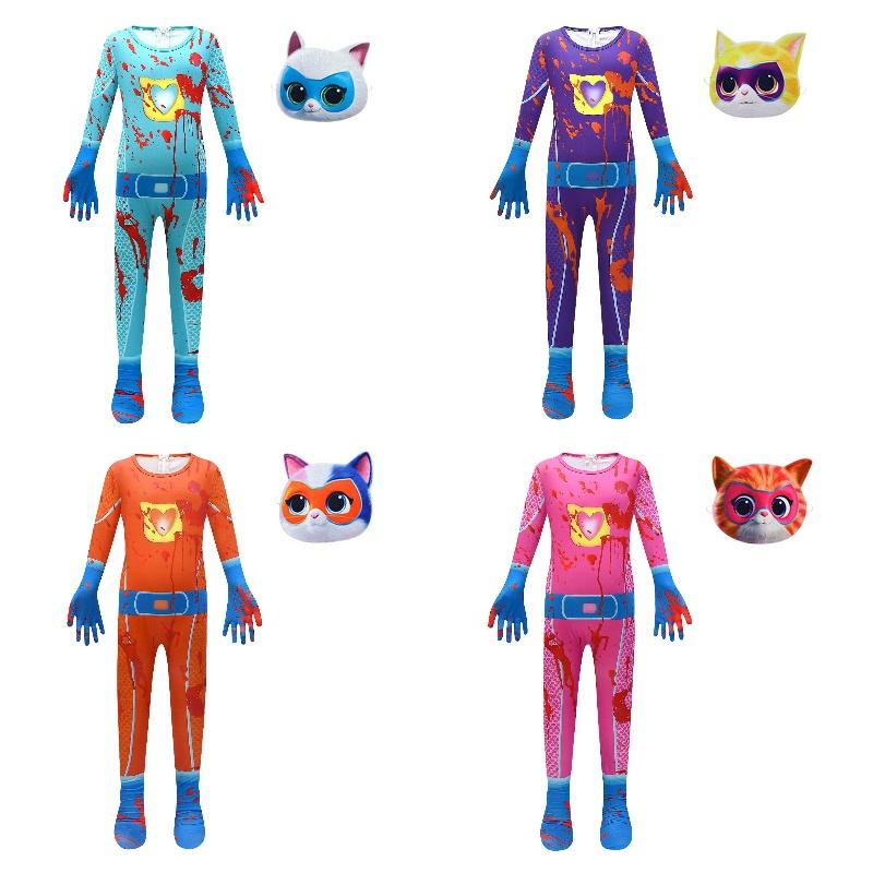 Cute And Comfortable Superkitties Children's Jumpsuit Cartoon Design Soft Milk Silk Fabric Multiple Colors 100cm-150cm/43.3-59.05in