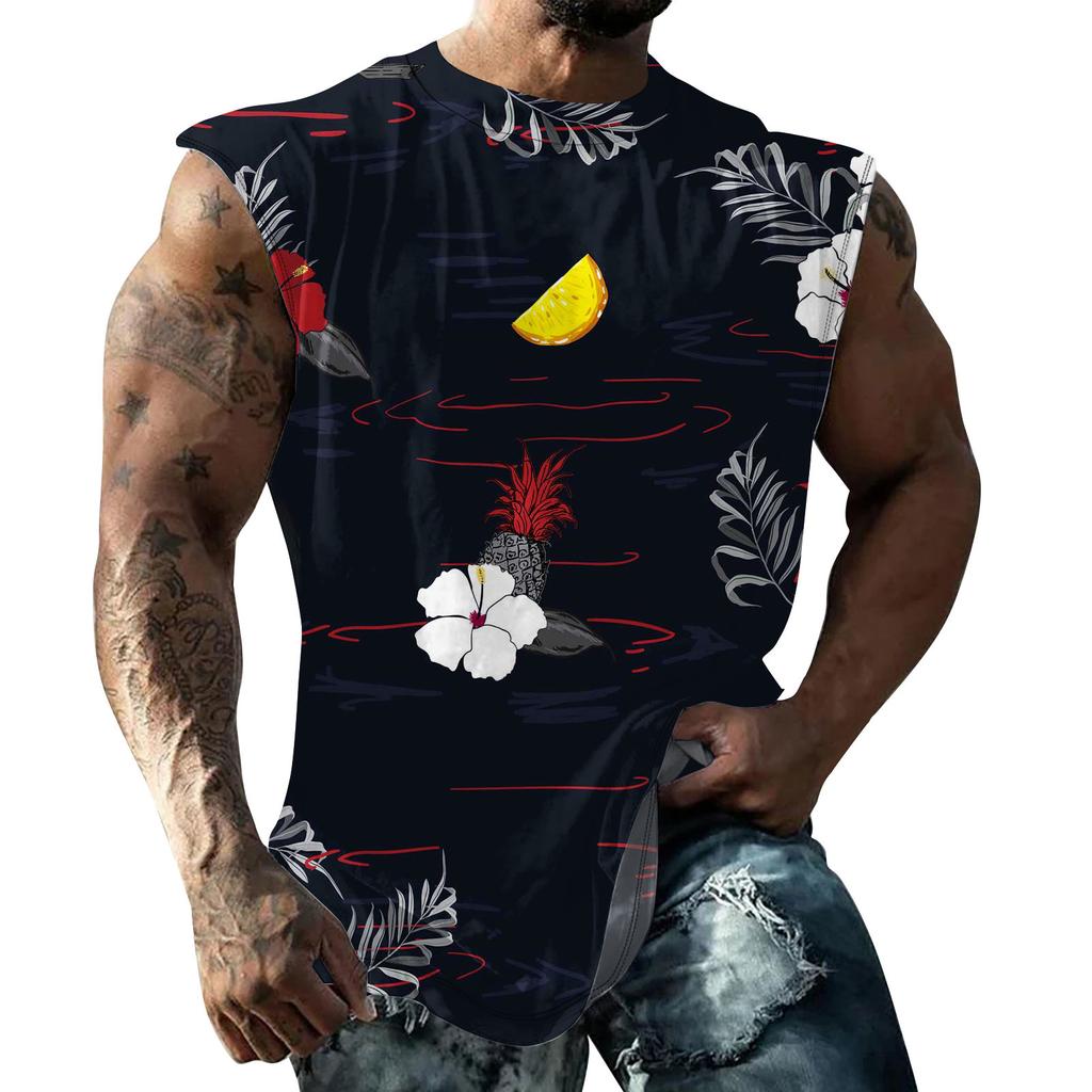 Мужская летняя пляжная майка для серфинга, большой размер, повседневный дышащий топ без рукавов, свободная майка с принтом, мужская рубашка