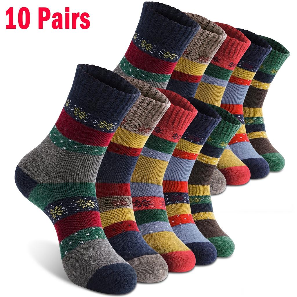 5 Pairs Women'S Thermal Winter Socks - Thick, Warm, and Comfortable with a Round Neck Design