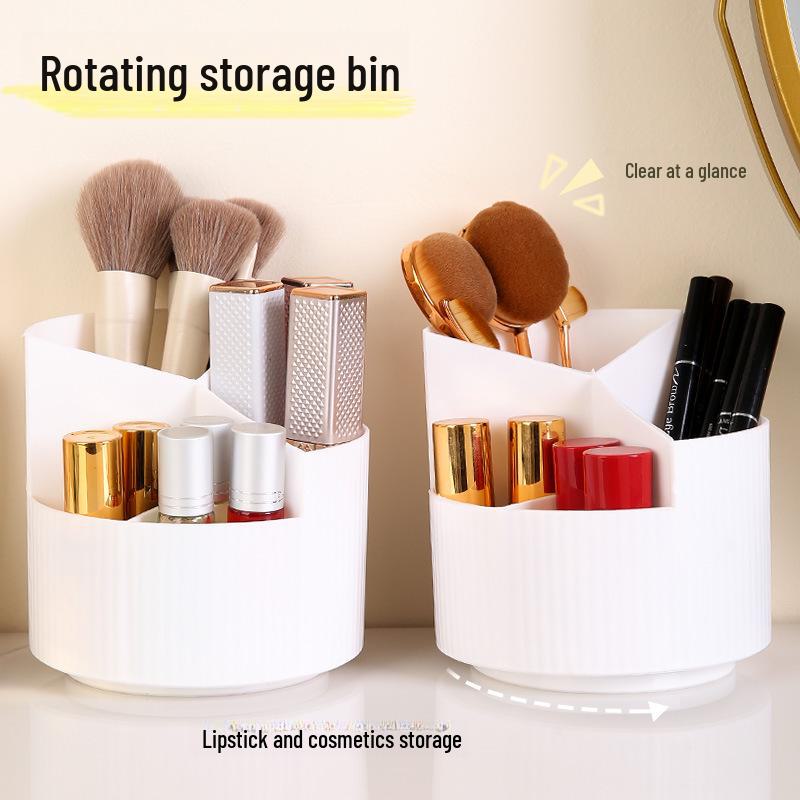 Портативный вращающийся держатель для кистей для макияжа: Вместительное хранилище для помады, карандаша для бровей, кисточек для теней и канцелярских принадлежностей.