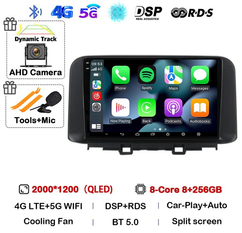 Автомагнитола Android 14 Carplay Auto для Hyundai Encino Kona 2018 2019 2020 2021 2022 GPS Мультимедиа Видео Авторадио Плеер