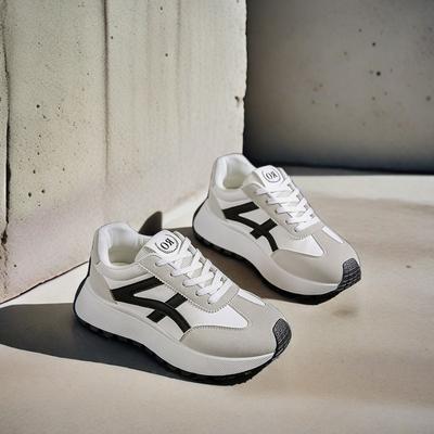 Женские повседневные туфли на толстой платформе Dad Shoes со шнуровкой, нескользящие, для ходьбы, удобные кроссовки из искусственной кожи для бега и тенниса для женщин, дышащие кроссовки