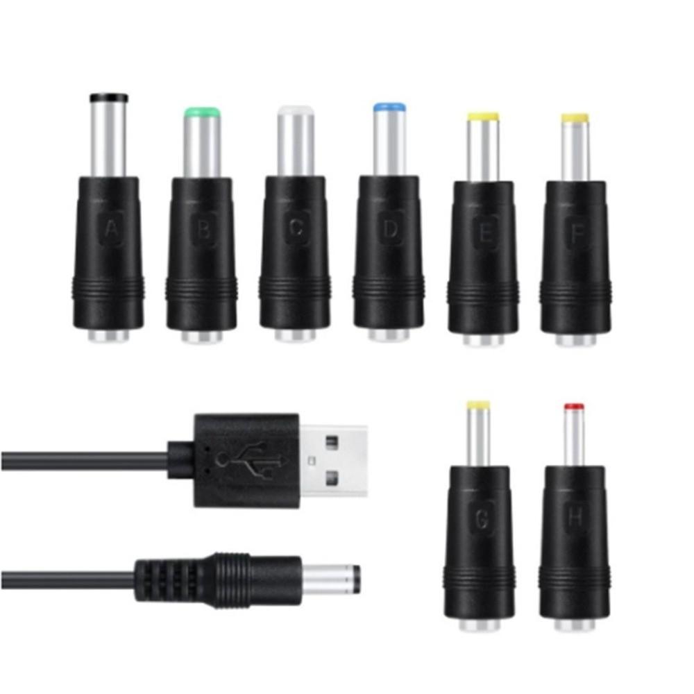Power Cord 5.5 * 2.1mm Jack Universal Power Cable DC Connector 8 Tips USB To DC Cable 5V Output 5V Charging Cord Power Supply