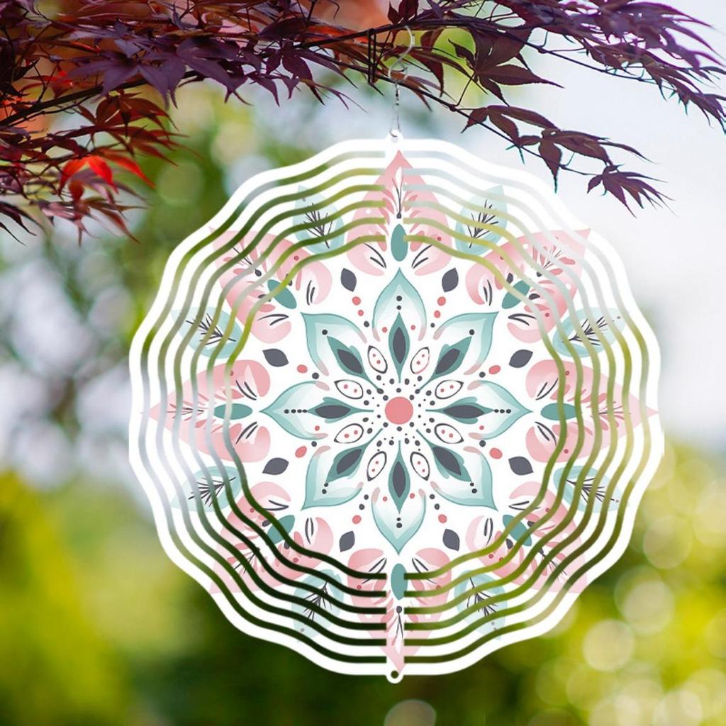 3D Mandala Metal Wind Spinner Outdoor Garden Decor for Yard Patio Balcony Indoor and Outside Use Rotating Wind Chime Art