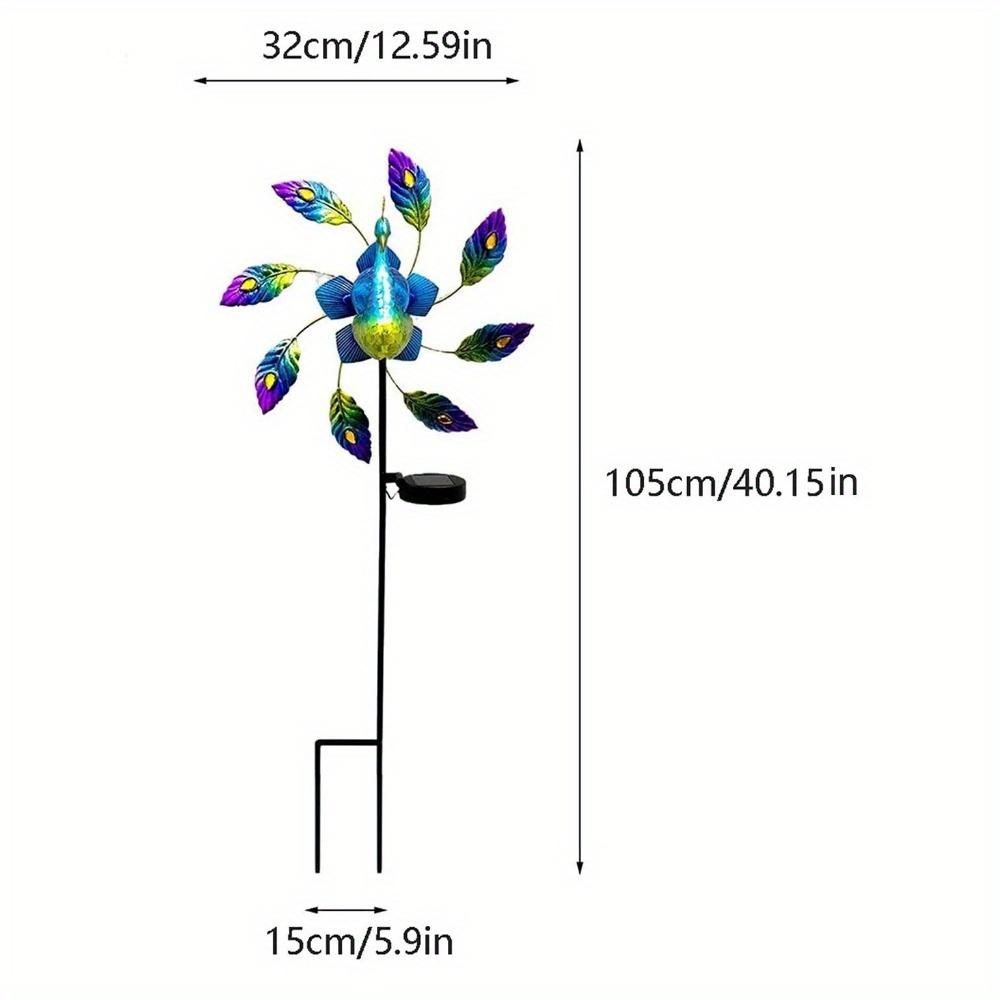 Sunbird Windmill Light Metal Art Outdoor Garden Fence Rotating Waterproof, Suitable for Weddings and Outdoor Decoration, Garden Fence Decoration