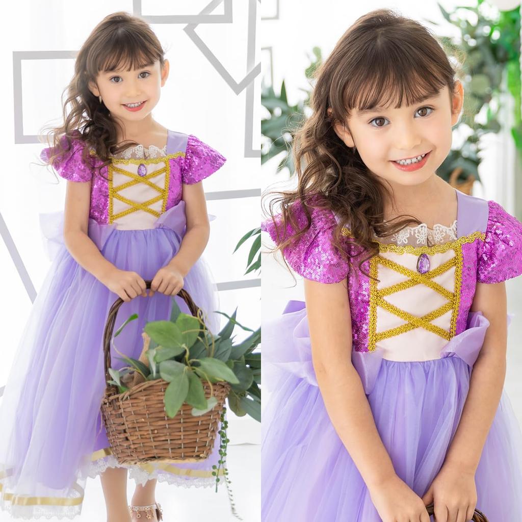 Cinderella Princess Rapunzel Robe Set for Princess Halloween Christmas Birthday E0284 [monoii] Dress, Kids, Costume, Children's Cosplay, Costume,