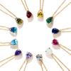 eManco Hot Sale Shiny Crystal Necklace Stainless Steel Teardrop Zirconia Pendant Women's Birthstone Collarbone Chain Wholesale
