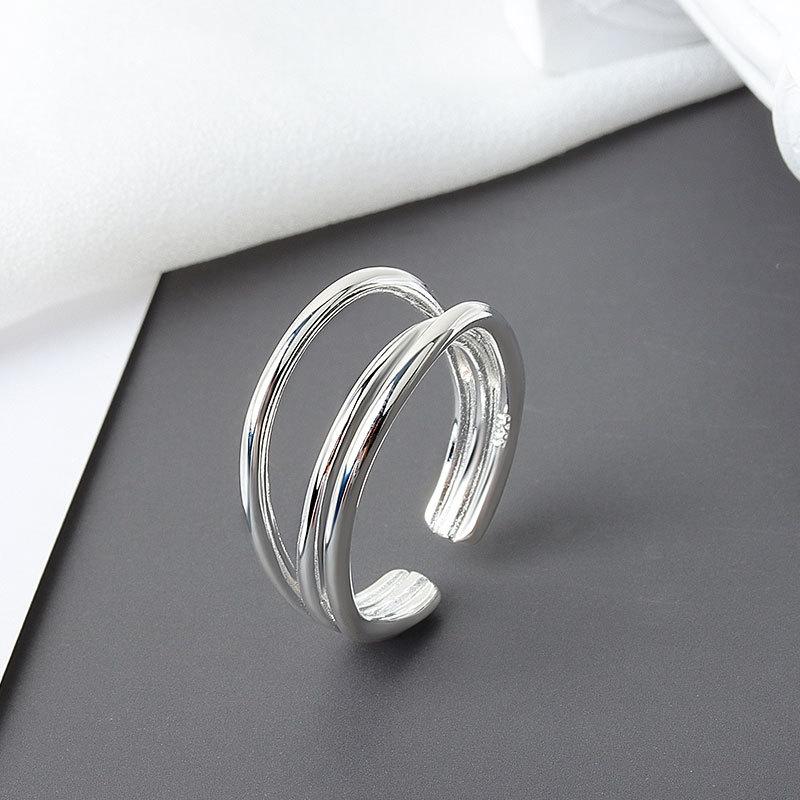 Geometric Glossy Concave Convex Shaped Ring Female Niche Design Personality High Sense Finger Ring Ins Cold Temperament Opening Index Finger Ring