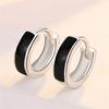 Trendy 925 Silver Hoop Earrings Women Jewelry Charm Black Earring for Girl Lady Accessories Silver 925 Earrings Female Bijou