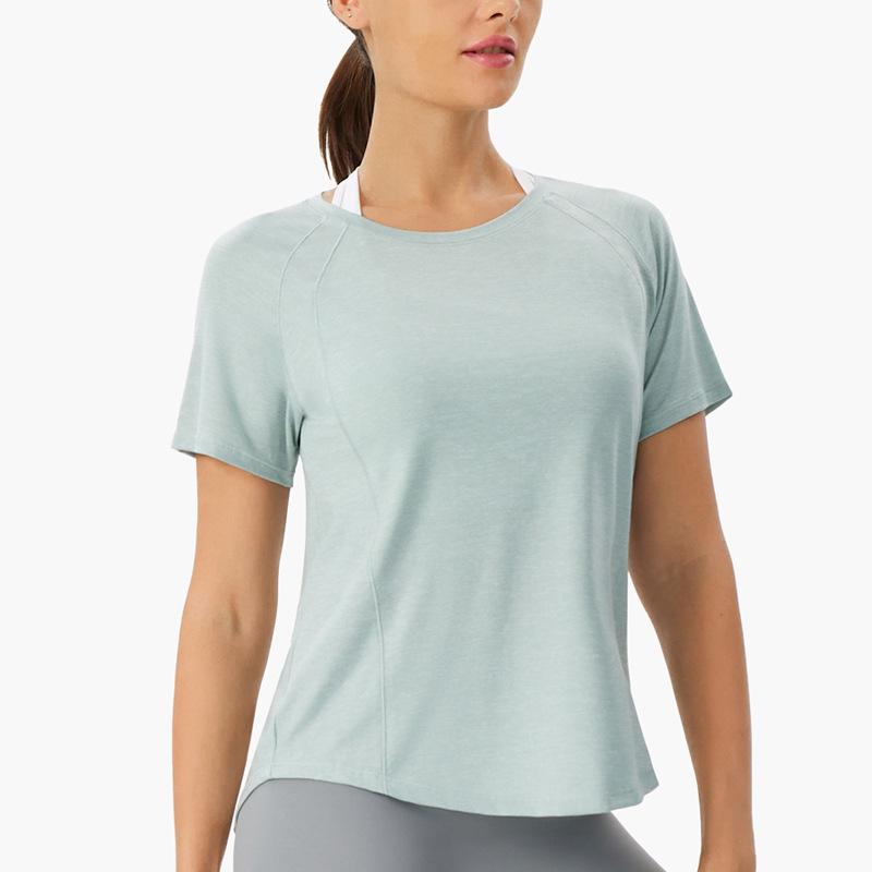 Женский свободный топ для йоги – дышащая сетчатая спинка, быстросохнущая футболка для бега, блузка для фитнеса с коротким рукавом