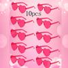 10 шт. Солнцезащитные очки в форме сердца, Солнцезащитные очки с надписью Love, Желейного цвета, Безободковые, Цельные очки в форме сердца, Очки ослепительных цветов