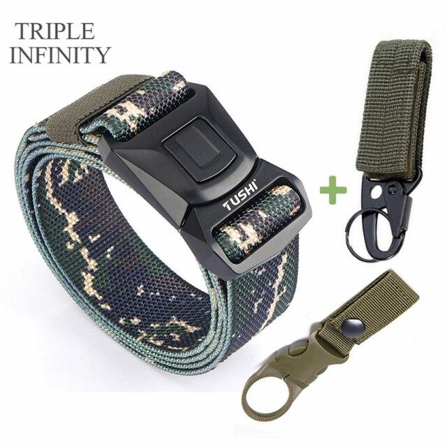 Новый мужской ремень для брюк, цинковый сплав, сменная пряжка, защитные мужские ремни для работы на открытом воздухе, быстросохнущий прочный нейлоновый повседневный вязаный ремень