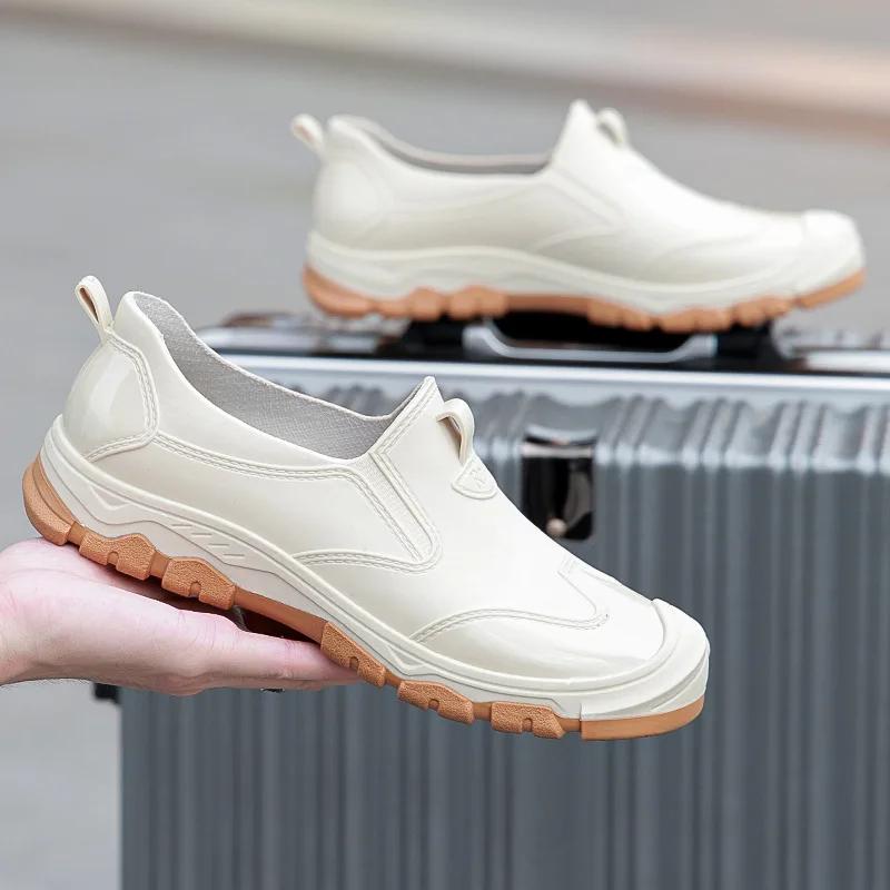 Модные мужские резиновые сапоги для отдыха на природе, повседневные мужские ботинки для походов, рыбалки, водонепроницаемые рабочие ботинки, нескользящая мужская обувь 2024