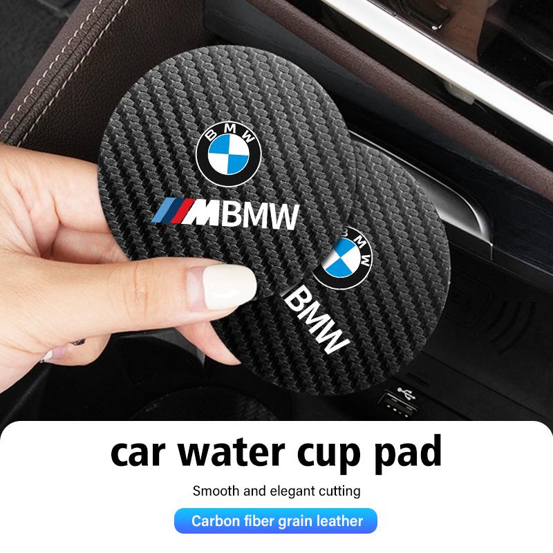 LXXM7 2Pcs Car Coasters Water Cup Holder Non-Slip Mat Accessories For BMW X3 X5 M5 M3 E46 E90 E60 F10 E39 F30 E36 G30 E87 E70