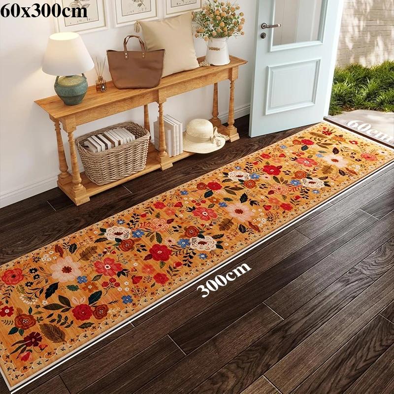 Ковровая дорожка для прихожей, длинный ковер, машинная стирка, складной, нескользящий коврик для пола, весенние цветы, ковры для украшения дома для гостиной