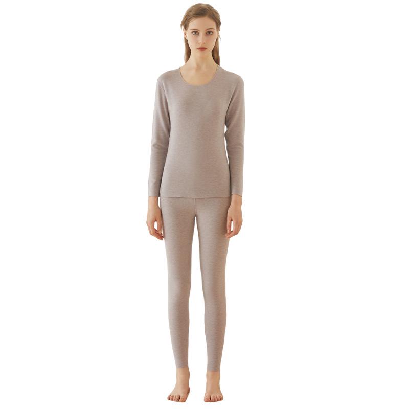 Women's Cashmere Silk Seamless Warm Underwear Set - Fleece-Lined Base Layer for Autumn and Winter