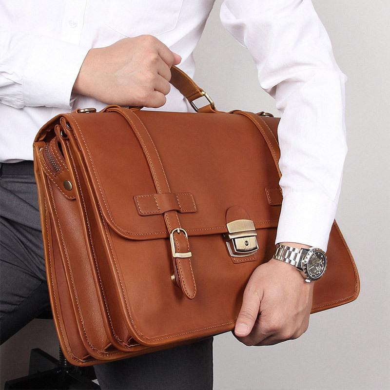 Jiameida British Style Winter Leather Briefcase: Men's Exquisite Crazy Horse Leather Business and Computer Handbag
