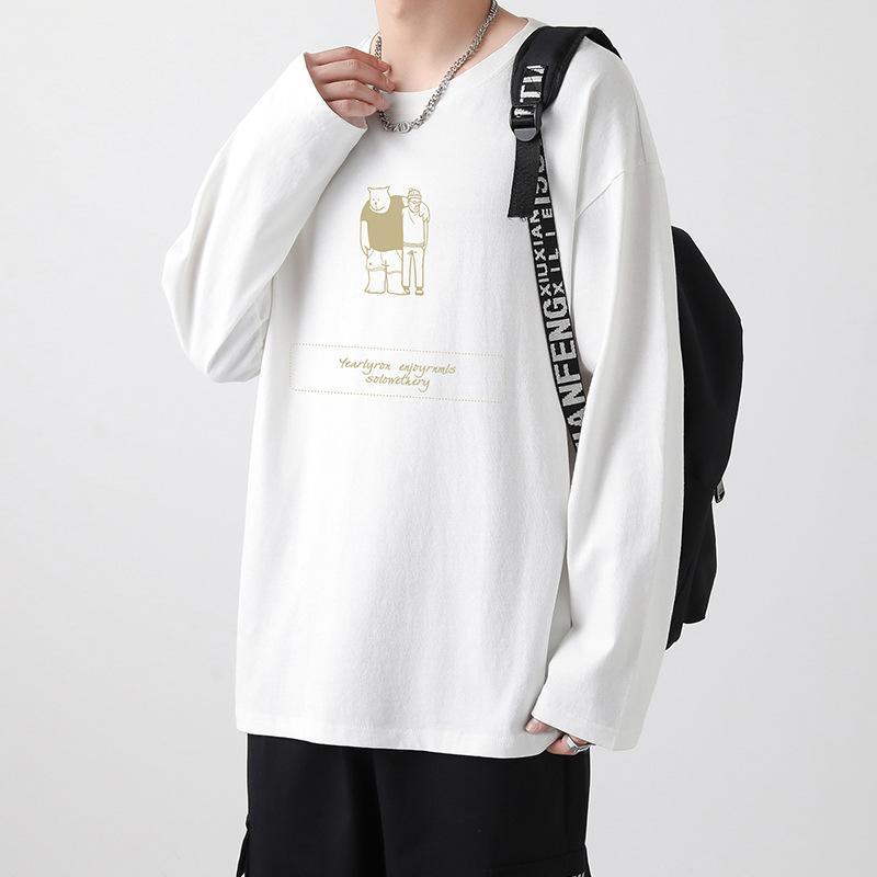 Long-sleeved T-shirt Men's Fall Fun Printing Loose Casual Bottoming Shirt Youth Simple Comfortable Versatile Thin Models of Tops