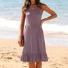Женские летние платья Повседневное женское платье-майка с круглым вырезом Плиссированное платье с рюшами