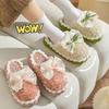 Bow slippers women's new autumn and winter wear fashion thick bottom warm velvet thickened cotton mop