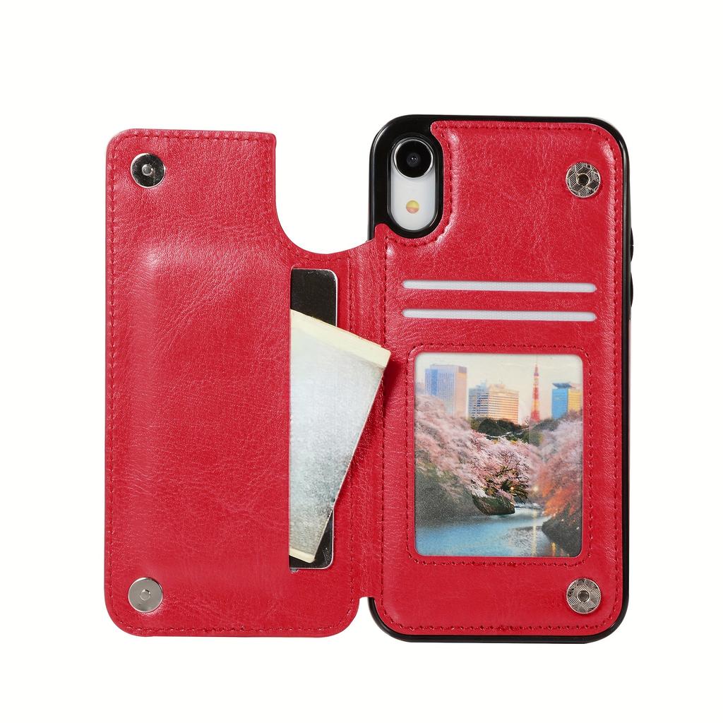 Чехол для телефона-кошелька с держателем для карт, чехол с подставкой для карт из искусственной кожи, двойной магнитной застежкой и прочным противоударным чехлом, для IPhone