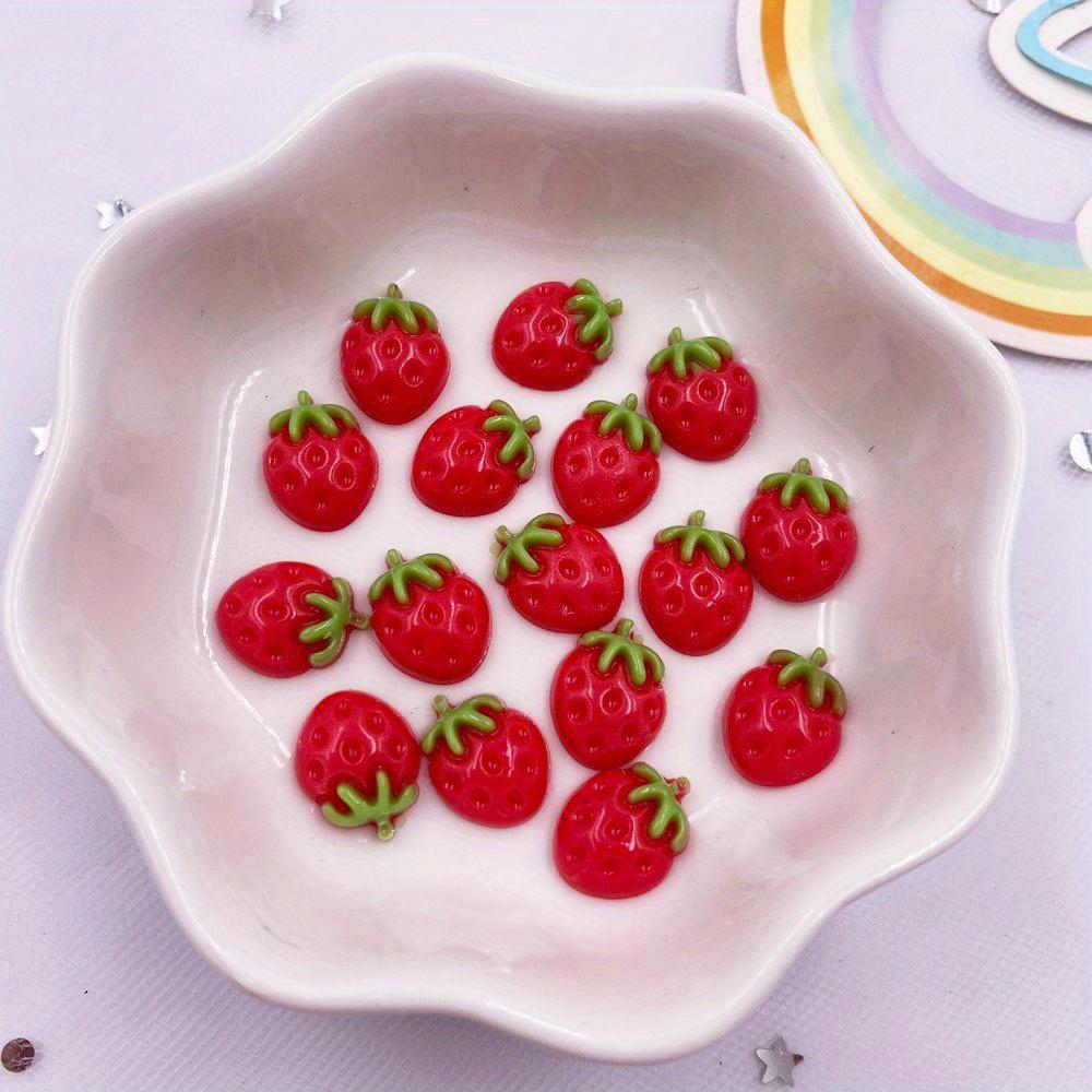 Красочные Кавайные Смоляные Плоские Аппликации в виде Клубники - 50 штук для DIY поделок и декора