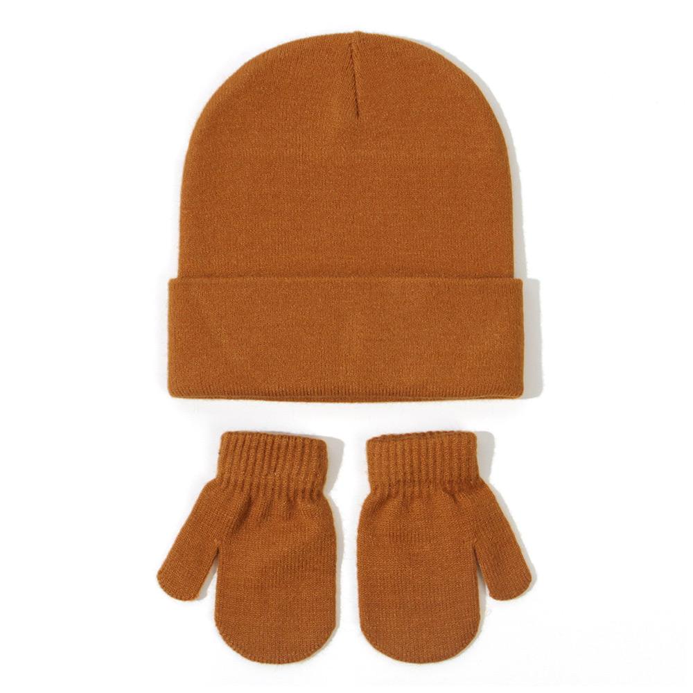 Warm Baby Beanies Mittens Set Winter Kids Earflap Cap Cute Toddler Ear Protection Hat Girls Boys