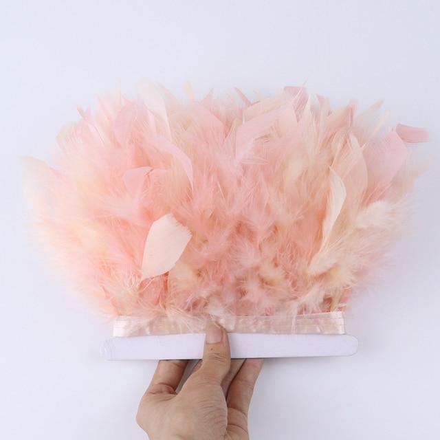 Необычная лента с бахромой из турецких перьев, 1 метр, ширина 10-15 см, окрашенные перья для праздничного костюма, украшения платья, аксессуары для рукоделия