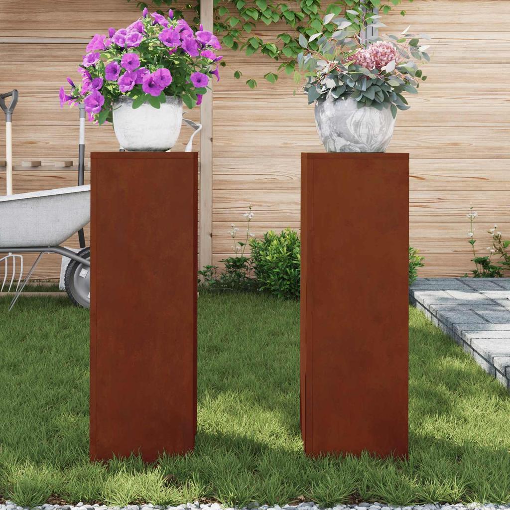 Plant Stand 2 pcs Rusty 24 x 24 x 75 cm Weatherproof Steel