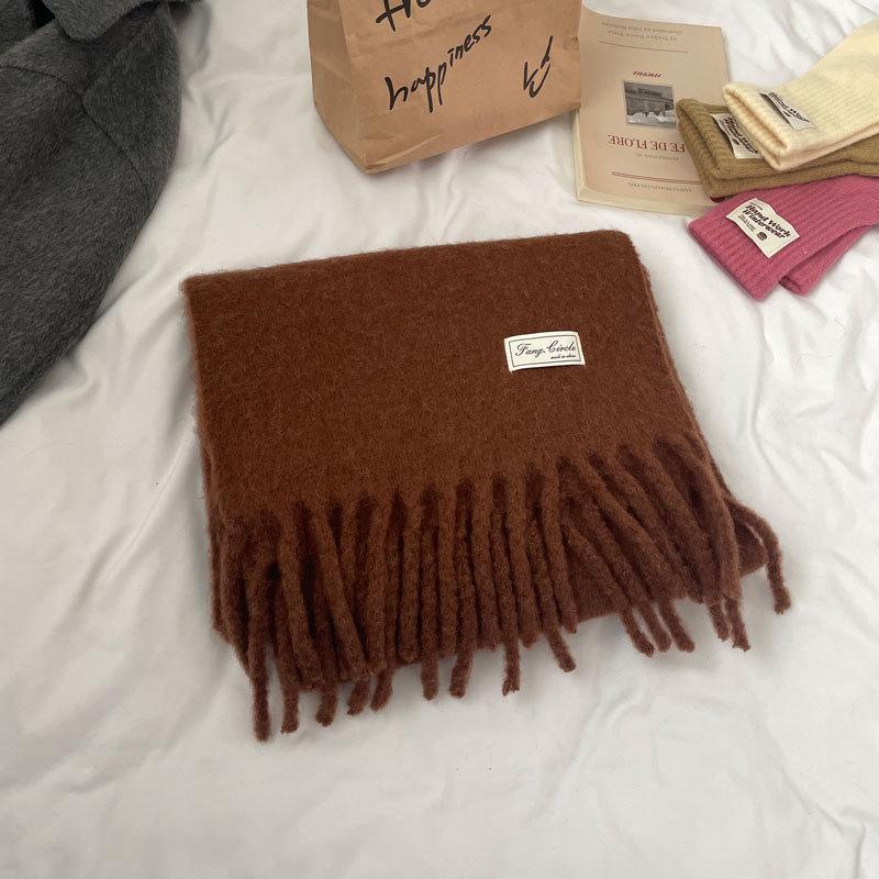 Women's Thickened Scarf: Soft Merino Wool Blend, Minimal Shedding, High Quality Winter Cold Protection